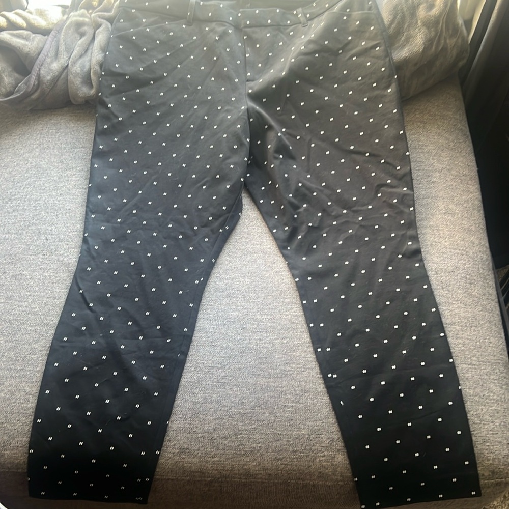 GAP NWT Skinny Ankle 18 Mid Rise Stretch Pants in Black with White Lines/Boxes